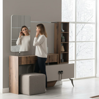 Moderne Schlofkummer Holz Schminktisch Mat Spigel Designer Luxus Miwwelen