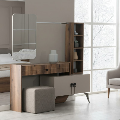 Moderne Schlofkummer Holz Schminktisch Mat Spigel Designer Luxus Miwwelen