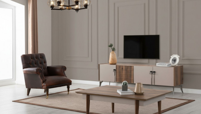 Wunnzëmmer Designer Set Luxus Couchtisch Modernen TV-Schaf 3-Deel Neit