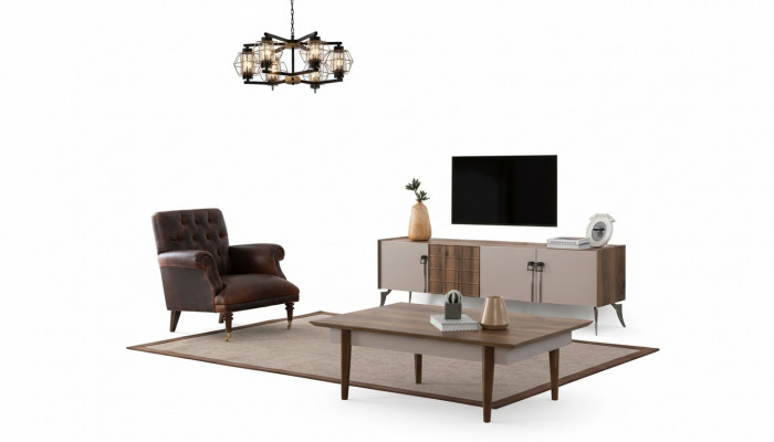 Wunnzëmmer Designer Set Luxus Couchtisch Modernen TV-Schaf 3-Deel Neit