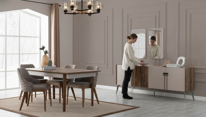 Exklusiv Iesszëmmergrupp Luxus Iesszëmmer Set Designer Dësch Spigel Still