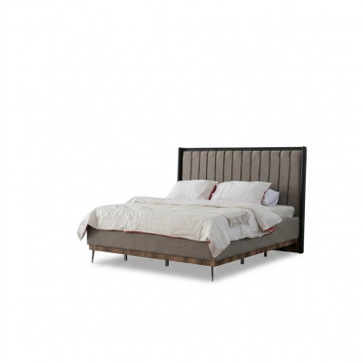 Gro Schlofzëmmer Bett Designer Holzgestell Edel Textilbetten Betten