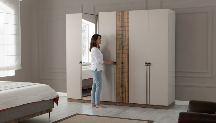 Beige Schlofkummer Kleederschaf Designer Schranken Luxus Holzschranken