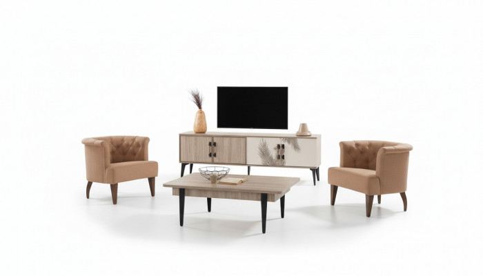 Modern Wunnzëmmer Garnitur TV-Schaf Luxus Couchdësch Holzmiwwel
