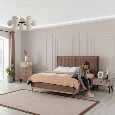 Brong Schlofkummer Duebelbett Designer Holz Modern 2x Nuetsdëscher