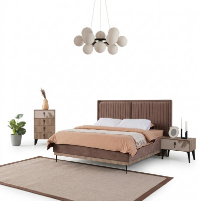 Brong Schlofkummer Duebelbett Designer Holz Modern 2x Nuetsdëscher