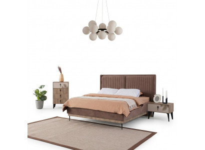 Brong Schlofkummer Duebelbett Designer Holz Modern 2x Nuetsdëscher