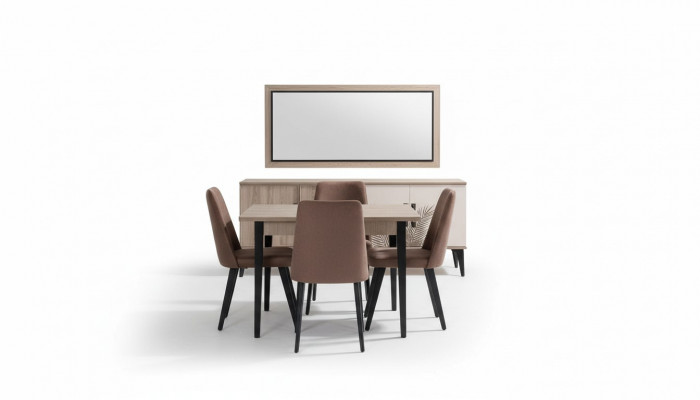 Braun Iesszëmmer Garnitur Luxus Iessdësch 4x Still Sideboard Spigel