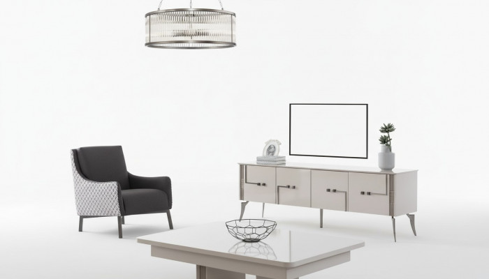 Beige Fernsehschafskästchen Designer Clubdësch Luxus Wunnzëmmer Miwwelen Holz 2 Stéck