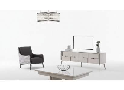 Beige Fernsehschafskästchen Designer Clubdësch Luxus Wunnzëmmer Miwwelen Holz 2 Stéck