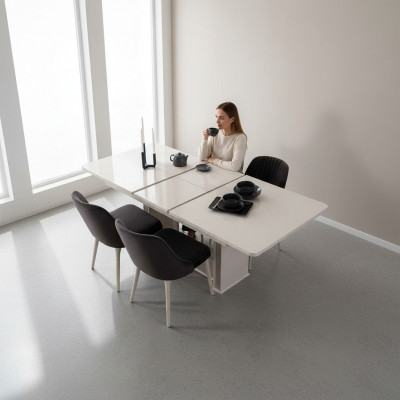 Iesszëmmer Miwwelen Wäissen Iessdësch Iessgruppe Designer Stull 5tlg Set Neit