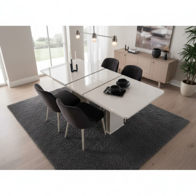 Iesszëmmer Miwwelen Wäissen Iessdësch Iessgruppe Designer Stull 5tlg Set Neit