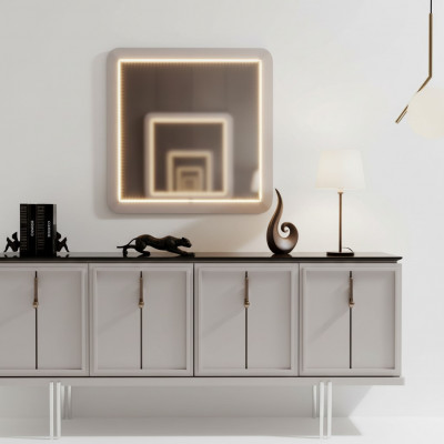 Modern Iesszëmmer Set Brongen Sideboard Quadratesche Spigel 2tlg Set