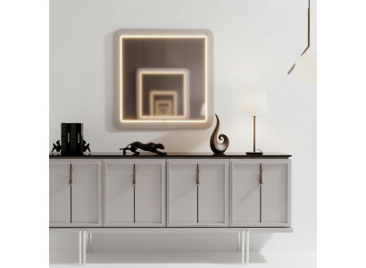 Modern Iesszëmmer Set Brongen Sideboard Quadratesche Spigel 2tlg Set