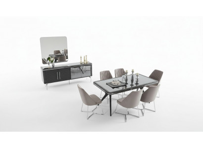 Komplett Iesszëmmer Miwwelen Designer Sideboard Luxus Iessdësch 4x Still