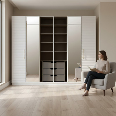 Designer Kleederschaf mat Spigel Schlofkummer Luxus Miwwelen Schaf