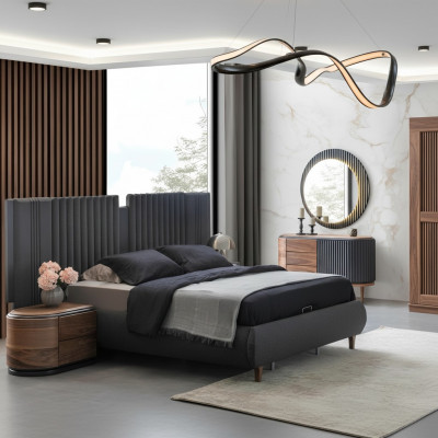 Moderne gro Schlofkummer Garnitur Textilbett Holznuechtisch Kommode