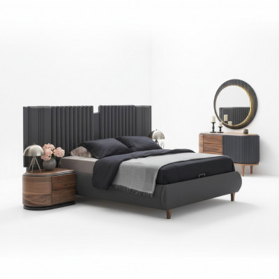 Moderne gro Schlofkummer Garnitur Textilbett Holznuechtisch Kommode