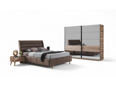 Modern Schlofzëmmer Miwwelen Polster Duebelbett Holz Nuetsdëscher Schaf