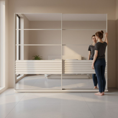 Designer groer Kleederschaf aus Holz, Schlofschaf Luxus Schief.