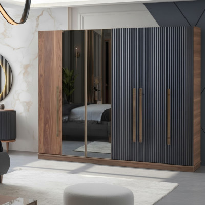 Braune Kleederschaf Designer Luxus Miwwelen Holzschaf Ariichtung Schaf