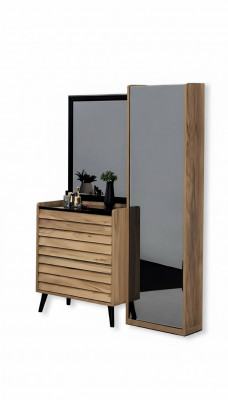 Brongen Héichkommode mat Spigel Designer Schlofzëmmer Konsol 2 Deeler Set