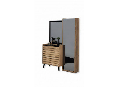 Brongen Héichkommode mat Spigel Designer Schlofzëmmer Konsol 2 Deeler Set