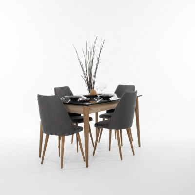Iesszëmmer Grupp Designer brongen Iessdësch 4x schwaarz gepolstert Still.