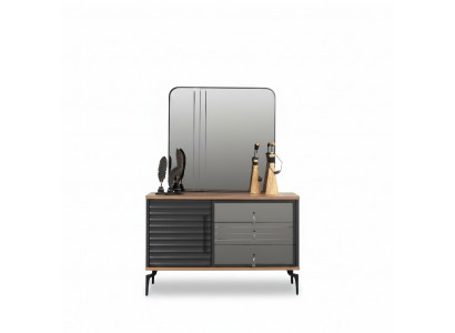 Stilvoll Braun Kommode Rektangulaere Spigel Elegante Schlofzëmmer Set