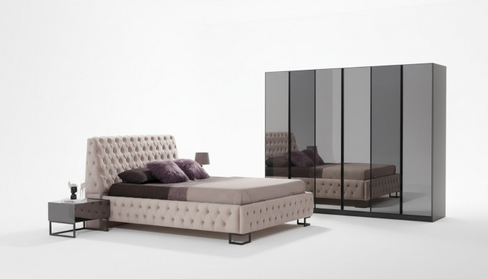 Luxuriéis Schlofzëmmer Set Designer Miwwelen Luxus Bett Holz Schaf
