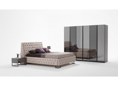 Luxuriéis Schlofzëmmer Set Designer Miwwelen Luxus Bett Holz Schaf