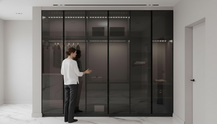 Modernt gro Kleederschafschlofzëmmer Schranken Designer Ariichtung