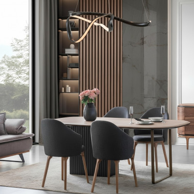 Designer Iesszëmmer-Garnitur Modern Braun Still Holz Iessdësch 5-deel Set
