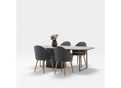 Designer Iesszëmmer-Garnitur Modern Braun Still Holz Iessdësch 5-deel Set