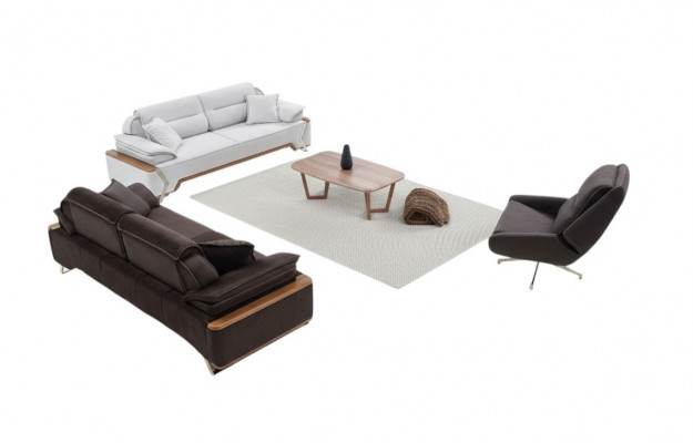 Schwaarz-wäiss Sofa Set 2x Dreesëtzer Luxus Sessel Stilvoll Couchen