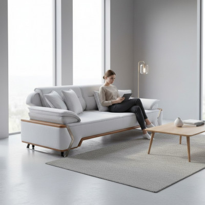 Designer wäisst Sofa Luxus Wunnzëmmer Canapé Polster 3-Sëtzer Neien 3-er