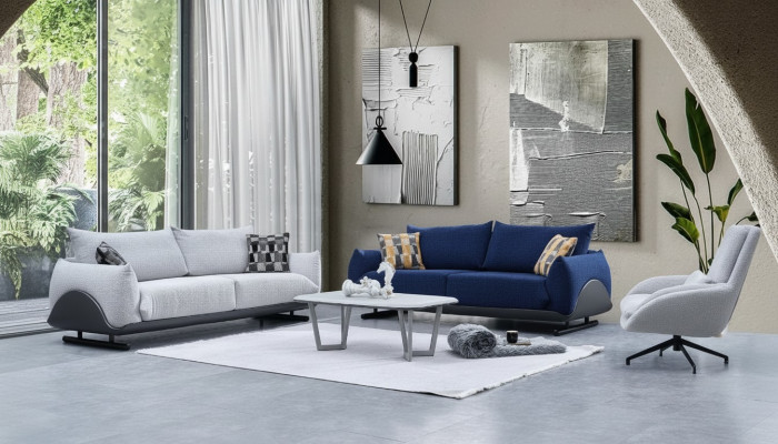 Wunnzëmmer Sofagarnitur Designer 3-Sëtzer Luxus Fauteuil 3er Canapé 3tlg