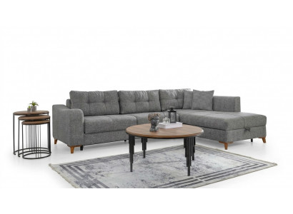 Gréisst L-Form Eckdivan Designer Wunnzëmmer Sofa Luxus Canapéë Holzmöbel