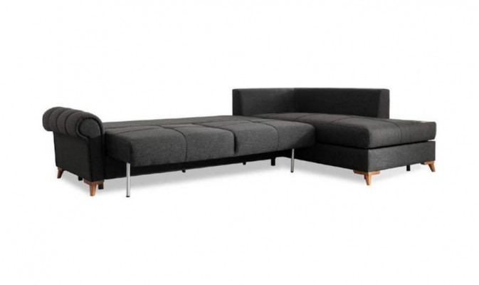 Schwaarz Eckcanapé Modern L-Form Couch Wunnzëmmer Polster Eckcanapé Nei