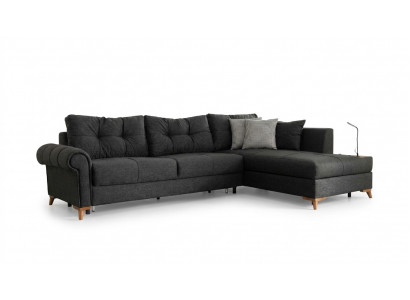 Schwaarz Eckcanapé Modern L-Form Couch Wunnzëmmer Polster Eckcanapé Nei