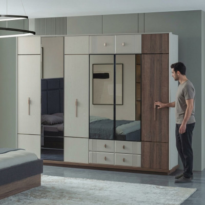Groussen Wäissen Kleederschaf Stilvoll Schlofzëmmer Holz Luxus Schief.