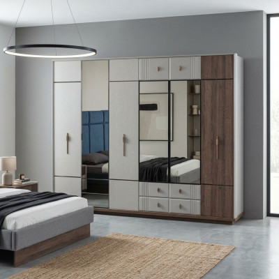 Groussen Wäissen Kleederschaf Stilvoll Schlofzëmmer Holz Luxus Schief.
