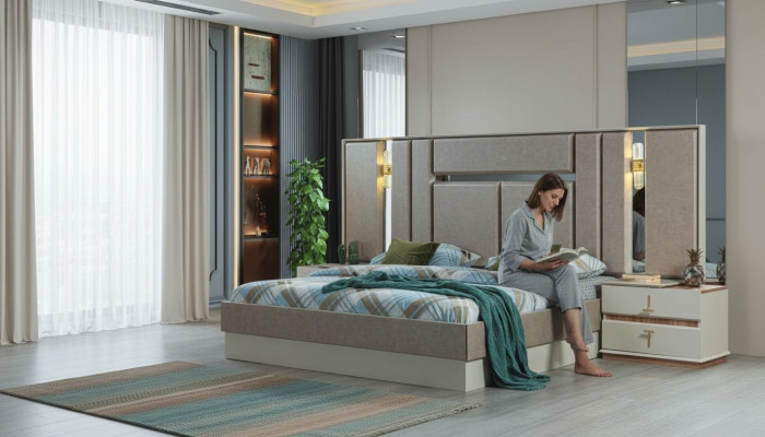 Beige Schlofzëmmermiwwel Luxus Better Designer Nuetsdëscher Ariichtung