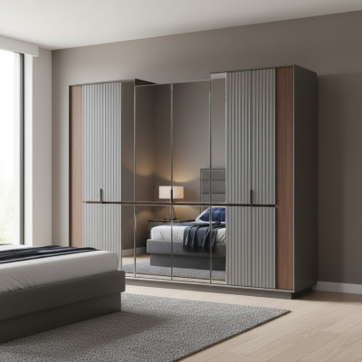 Moderne Glasschaf Luxus Kleederschief Schlofzëmmer Holzmöbel Nei