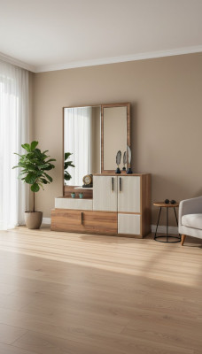 Wäiss-Brong Kommode Spigel Schlofzëmmer Holzmiwwelen Designer Garnitur