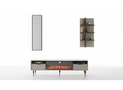 Beigefaarweg Wunnwand Designer TV-Schrack Wandregal Luxus Holz Regal 3-Deel Set