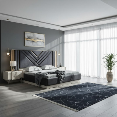 Blo Bett Designer Bettgestell Schlofzëmmer Miwwelen Luxus Nuetsstillen