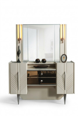 Schlofzëmmer Set Luxus Wäissen Schminktisch Spigel Designer 2-Deeler Set
