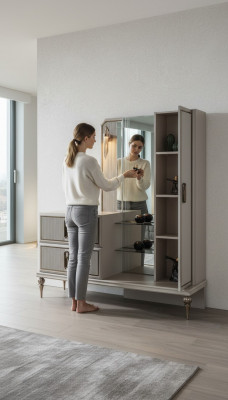 Exklusiv Holz Kommode Luxus Spigel Schlofkummer Edel Stilvoll Miwwelen