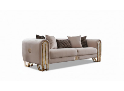 Luxus Sofa Canapé Gold Metall Dräisëtzer Kauten Polster Dräisëtzer Stoff